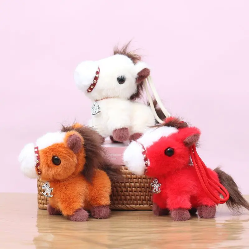 

Year of Horse Jewelry Zodiac Lucky Horse Plush Keychain Pendant Set Year of Horse 2026 Birthday Xmas Gift Soft Stuffed for Home