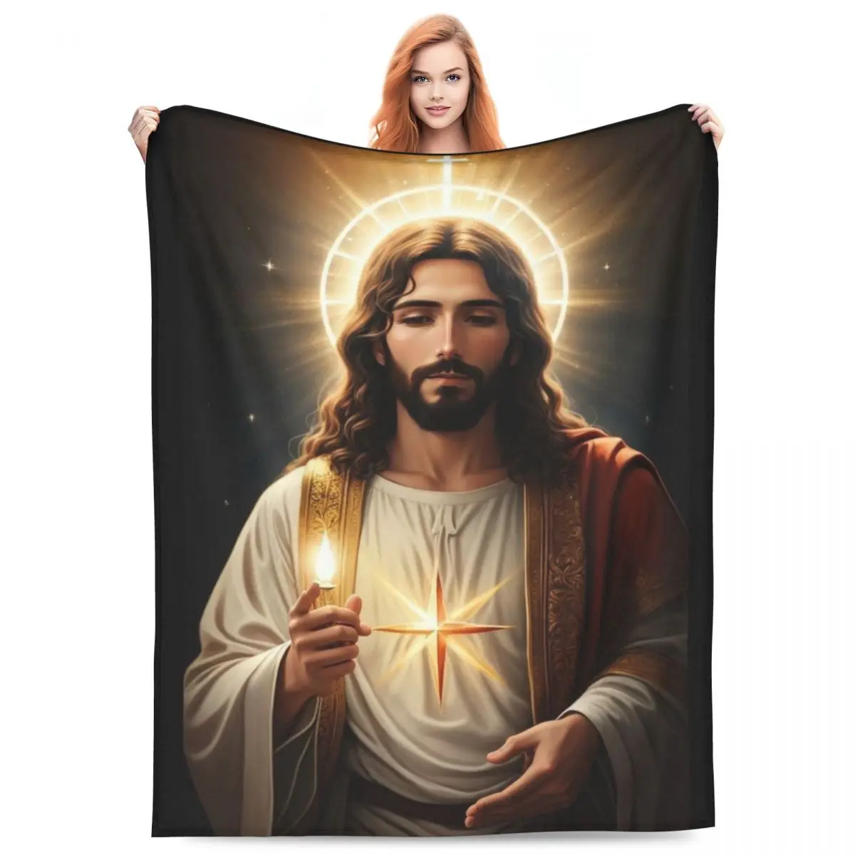 Catholic Cross Jesus Christ Faith Blanket Fleece Home Religious Christianity Saint Throw Blankets Comfortable Bedspread