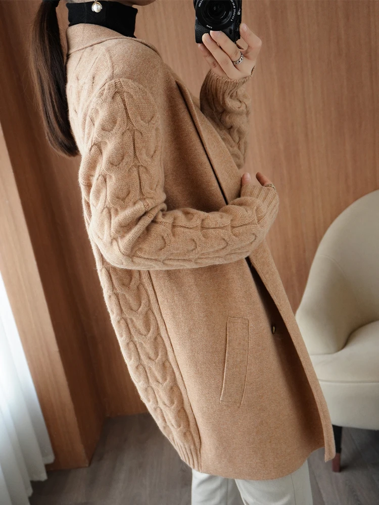 Imagem -05 - Nova Primavera Outono Puro Wool Cardigan Mulheres V-neck Merino Wool Knitted Jacket 2023 Coreano Ocidentalizado Pure Color Versátil Top