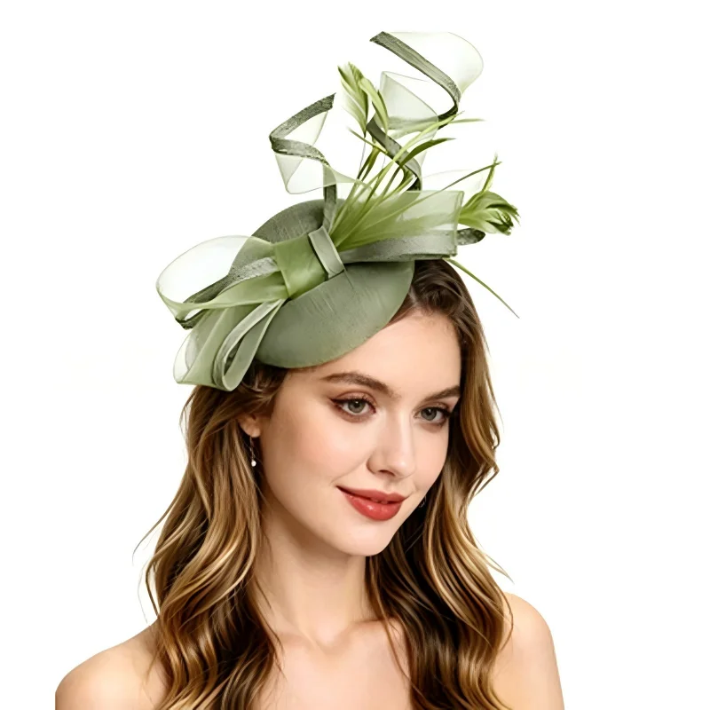 

Elegant Hair Drop Fascinator Hat Women Retro Hat for Horse Races Wedding Show Race Millinery With Fancy Headpiece Accessories