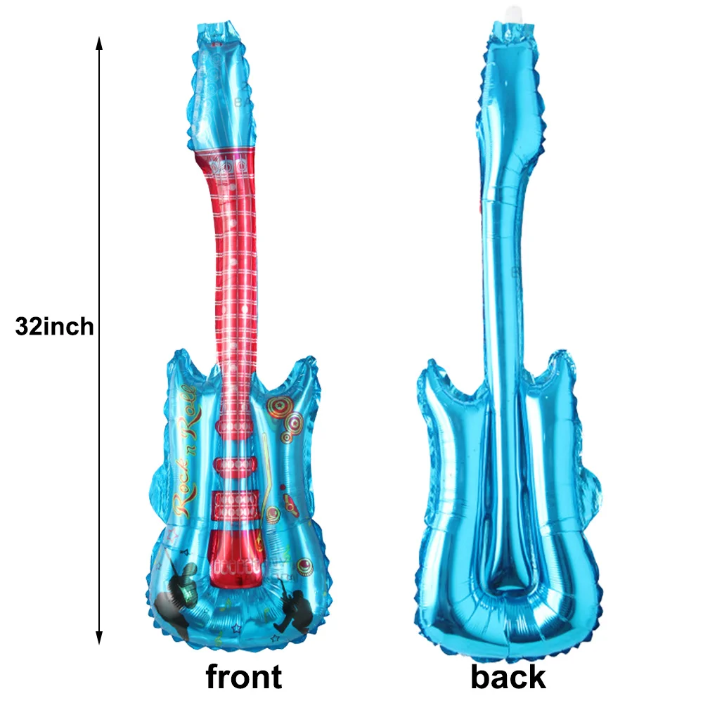 20Pcs Inflatable Guitar Balloon Musical Note Ballon 80s toys Disco Party 90s Theme Birthday Gift Decoration