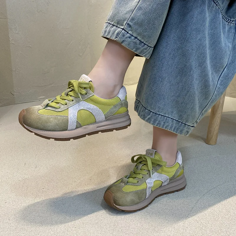 

Summer Candy Color Breathable Mesh Sports Leisure Women's Shoes New Soft-soled Leather Forrest Gump Sneakers