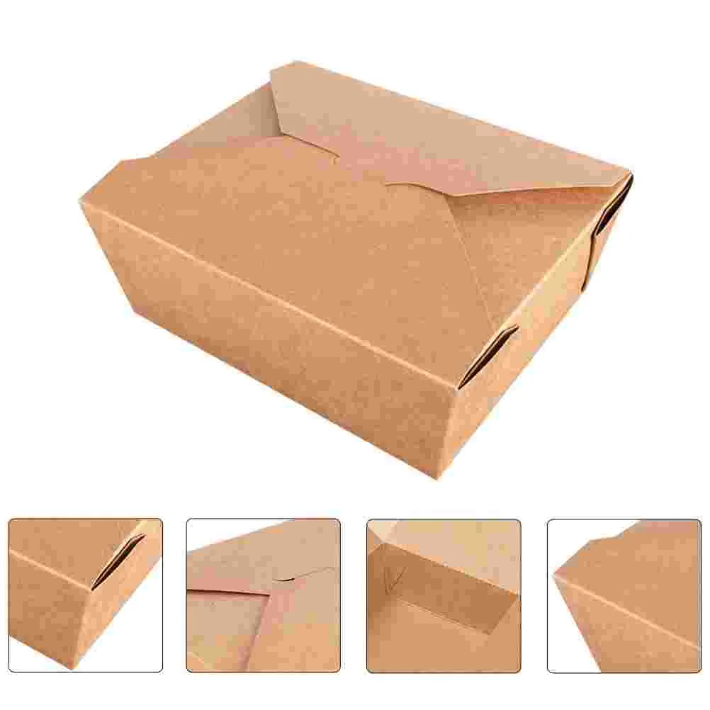 30 Pcs Portable Kraft Paper Takeaway Boxes for Food Packing Eco friendly Hygienic Disposable Lunch Box Tray for Picnic Pizza