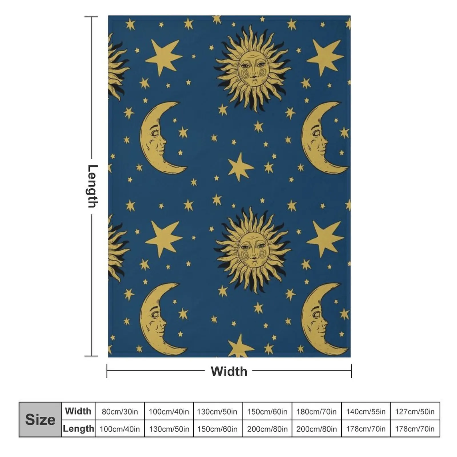 Anni \'90 Whimsi-goth Celestial Sun And Moon Pattern Throw coperta trapuntata letto plaid beautellow coperte