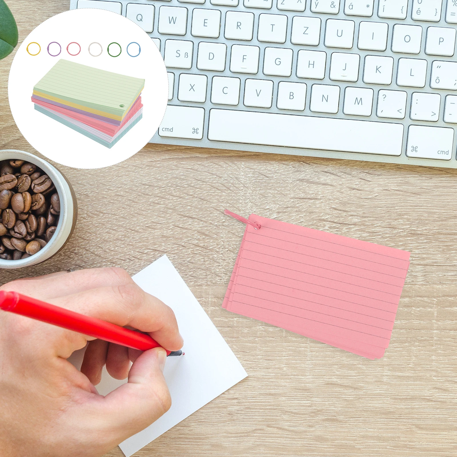 

1Set Portable Memo Pad Blank Flashcards Single Hole Punched Index Cards Notepad for Study Office Note Taking White Blank Card