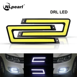 NLpearl 1pair Car Styling COB LED DRL Daytime Running Light Auto DC 12V Bright LED DRL External Light for Car Driving Fog Lamp