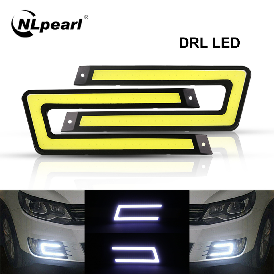  NLpearl 1pair Car Styling COB LED DRL Daytime Running Light Auto DC 12V Bright LED DRL External Light for Car Driving Fog Lamp