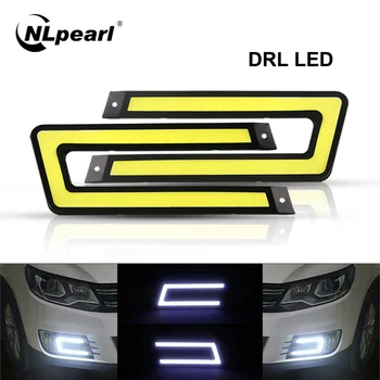 NLpearl 1pair 자동차 스타일링 COB LED DRL 주간 러닝 라이트 자동 DC 12V 밝은 LED DRL 외부 조명 자동차 운전 안개 램프