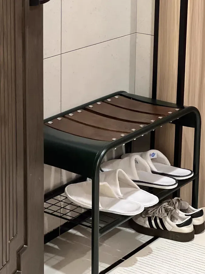 Changing Roman Stool Shoe Nordic Japanese Style Home Entrance Shoe Stool Light Luxury Stainless Steel Color Entryway Stool
