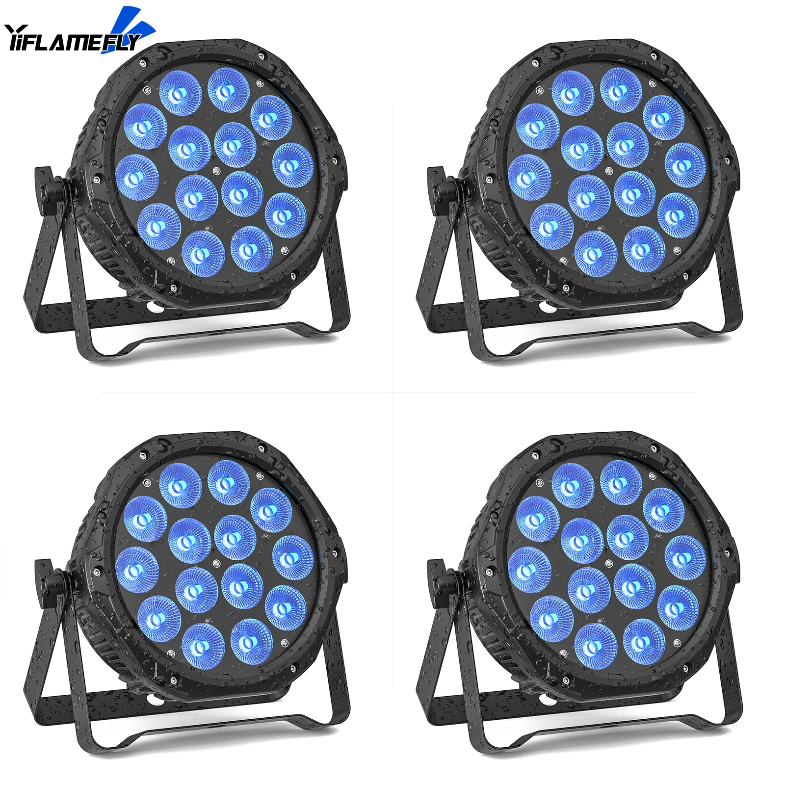 

Yiflamefly 4Pcs RGBW 4-IN-1 LED Lighting Outdoor Stage Par Light DMX512 for Christmas Church Night Club Disco Club Wedding Bar