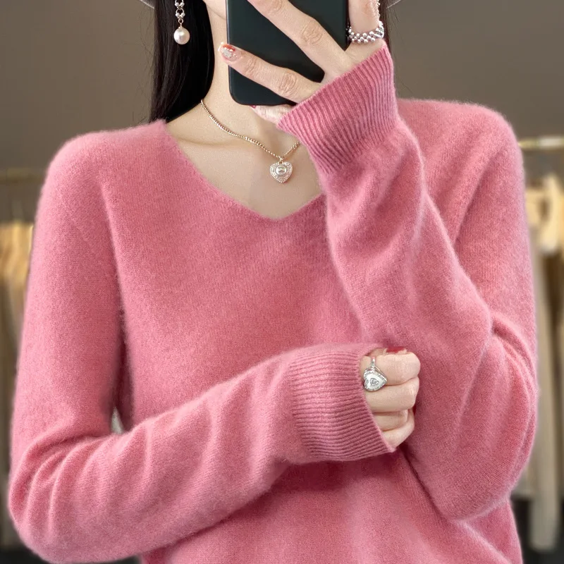 2025 100% lana merino nuovo maglione di cashmere maglione da donna in autunno e inverno moda o-collo autunno caldo pullover top