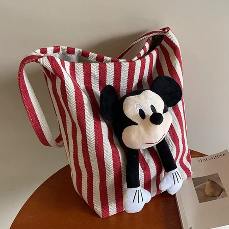 Disney-Sac en toile rayé pour femme, sac sous les bras, grande capacité, nouvelle mode initiée, ComPiedmont