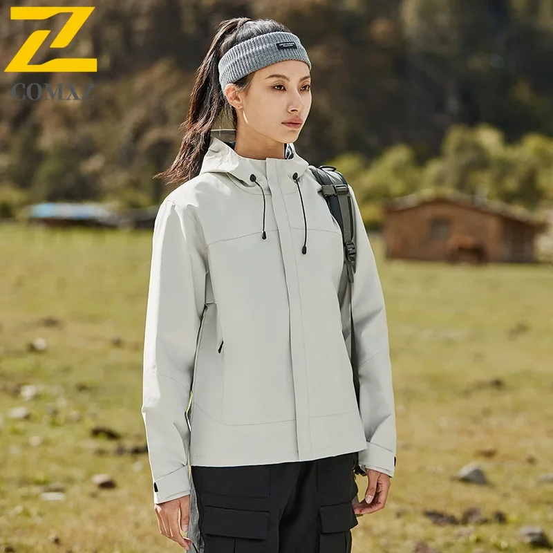 سترة COMXZ للرجال للمغامرة بتصميم مريح وبسيط للاستخدام الخارجي وسحاب متين وغطاء للرأس وخفيف الوزن ملابس خارجية للخريف