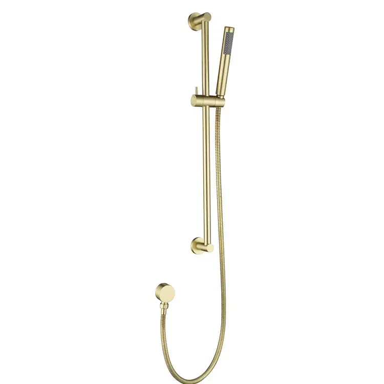 Brushed Gold 16 Inch Professional Ceiling Concealed Brass System Sliding Bar Shower Set
