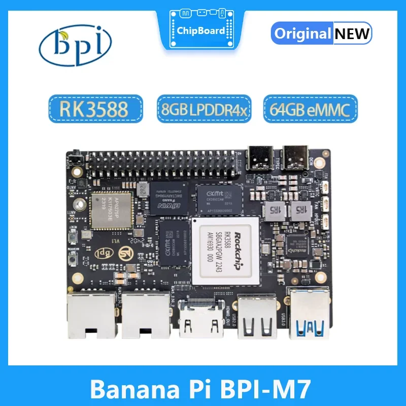 Banana Pi BPI-M7 RockChip RK3588 Quad A76 2.4Ghz and Quad A55 1.8Ghz Mali G610MC4 GPU optional 8G/16G/32G LPDDR4 New