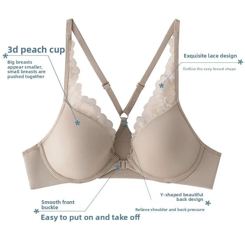 

Женский комплект из кружевного бюстгальтера пуш-ап и трусиков, с передней застежкой, бесшовный, с мягкими косточками, сексуальный дизайн с перекрестной спинкой, удобный в носке