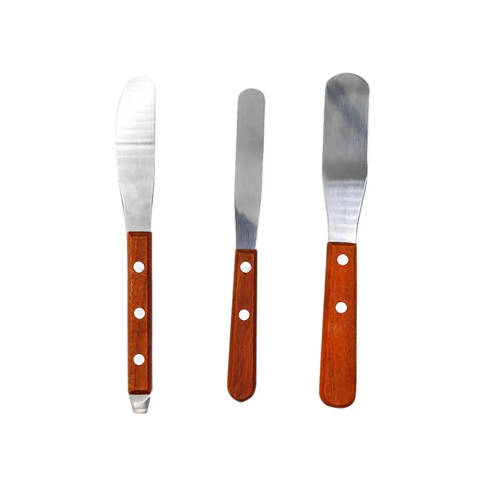 3 Pcs Plaster Spatula Dental Clinic Instrument Mixing High Class Material Wooden Handle Stainless Steel Tool