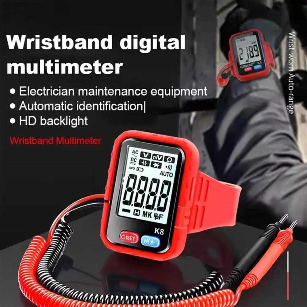 Mini Digital Watch Multimeter High Precision Tester For High-altitude Work Rechargeable Resistance&Continuity Testing