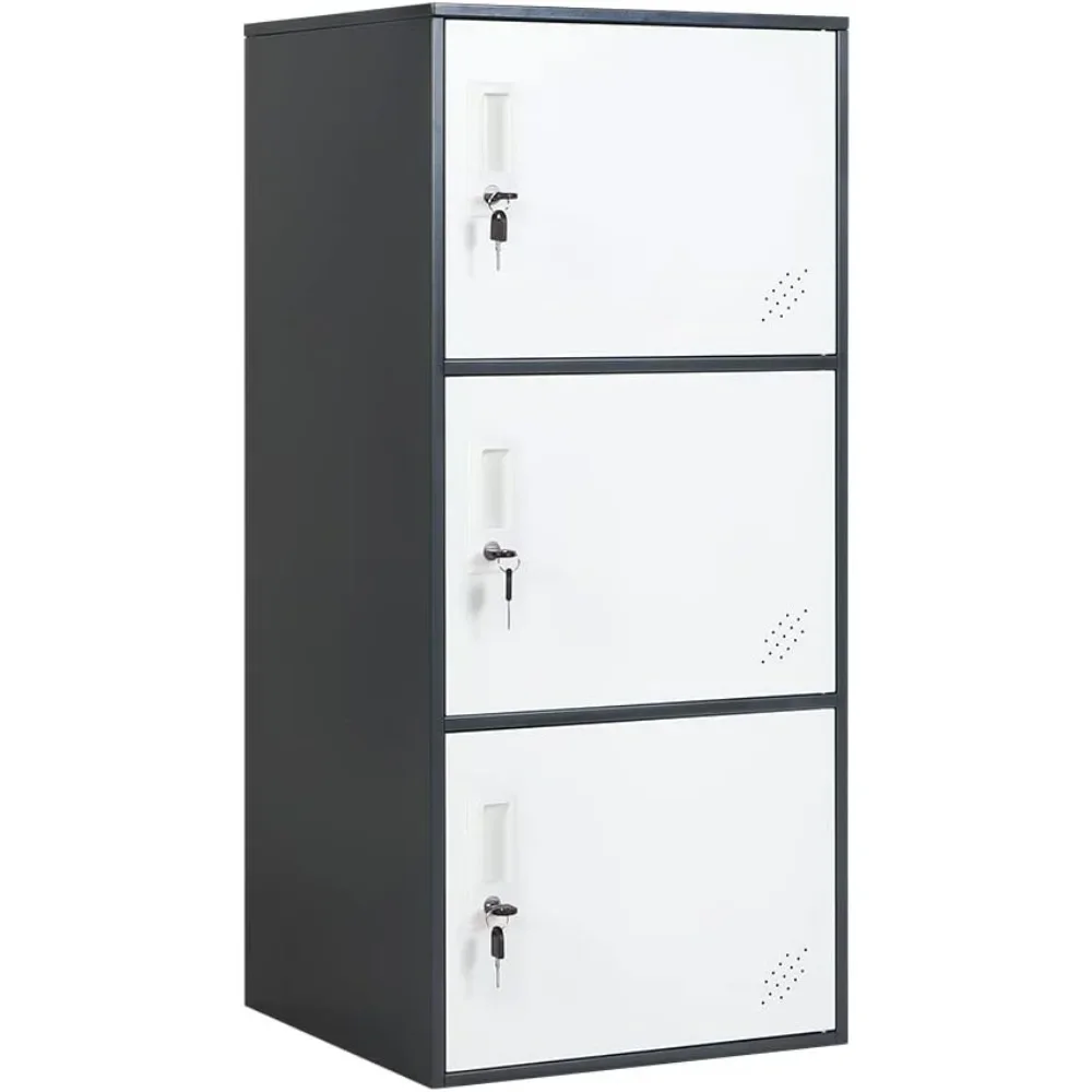 

3 Door Vertical Stackable Storage Cabinet with Lock,Anti-Failing Device, Metal Lcoker,Organizer for Office, Home,Gym, School