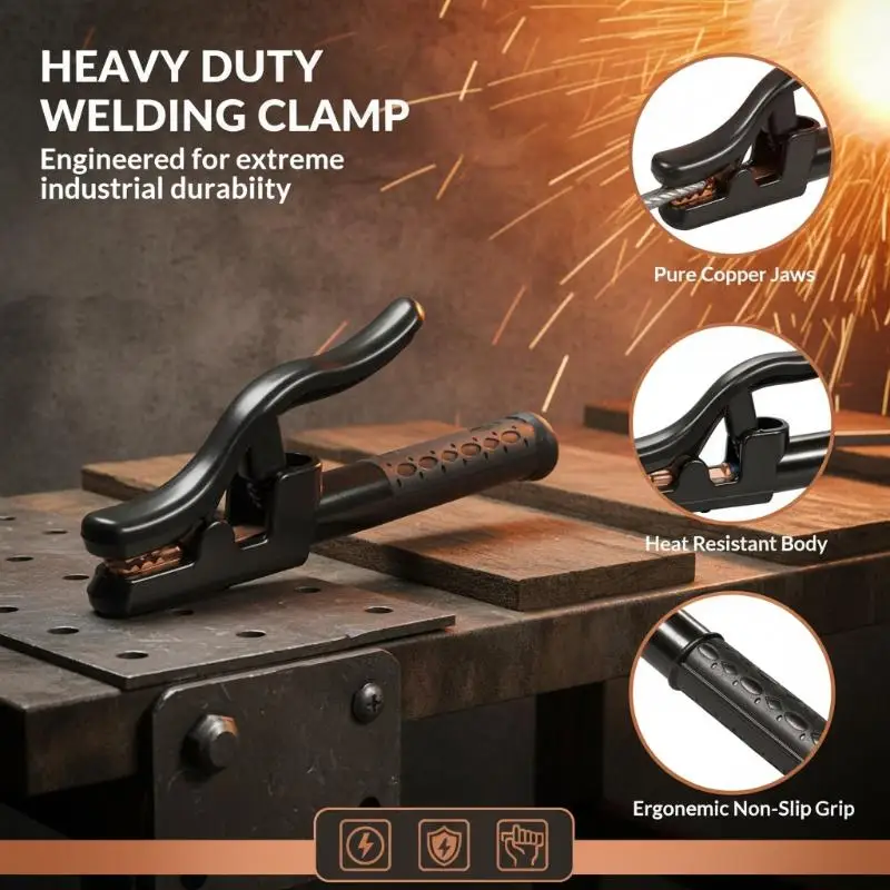 Welding Electrode Holder 1Pcs 800-1000A Pure Copper Forged Heat Insulation Handle for Industrial Welder Equipment