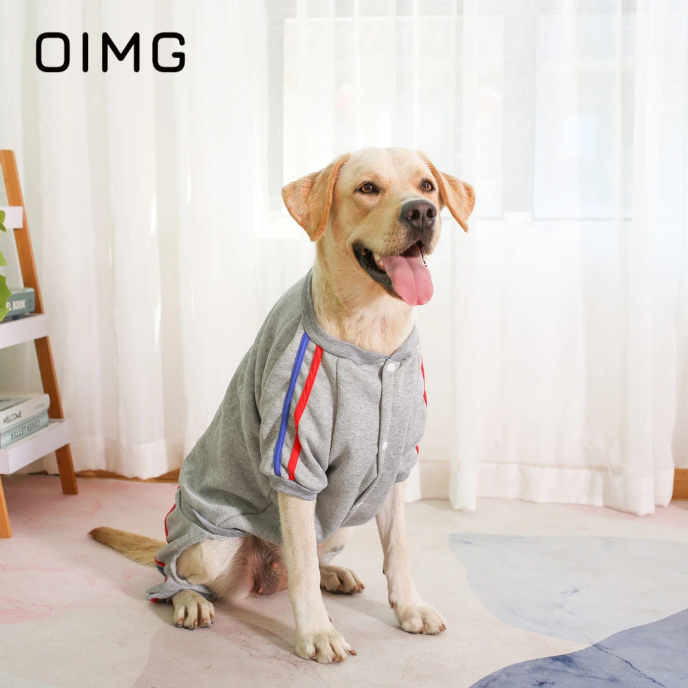 OIMG Autumn Winter Fleece Sweater For Pet Dog Clothes Labrador Samoyed Warm Dog Jumpsuit Cartoon Print Medium Large Dogs Costume