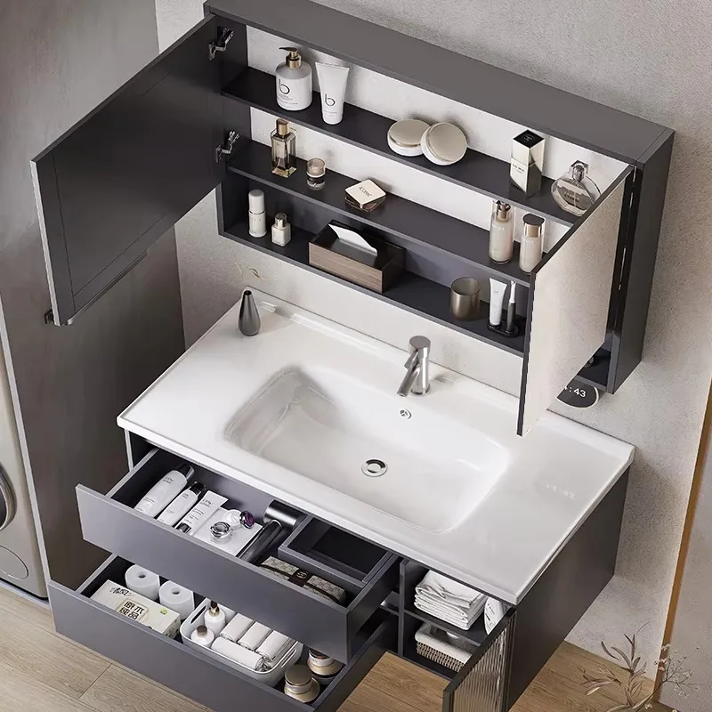 مرآة الإضاءة خزانة حمام تخزين فندق فاخر المرحاض خزانة حمام الغرور الحمام الدولاب Salle De Bain الأثاث