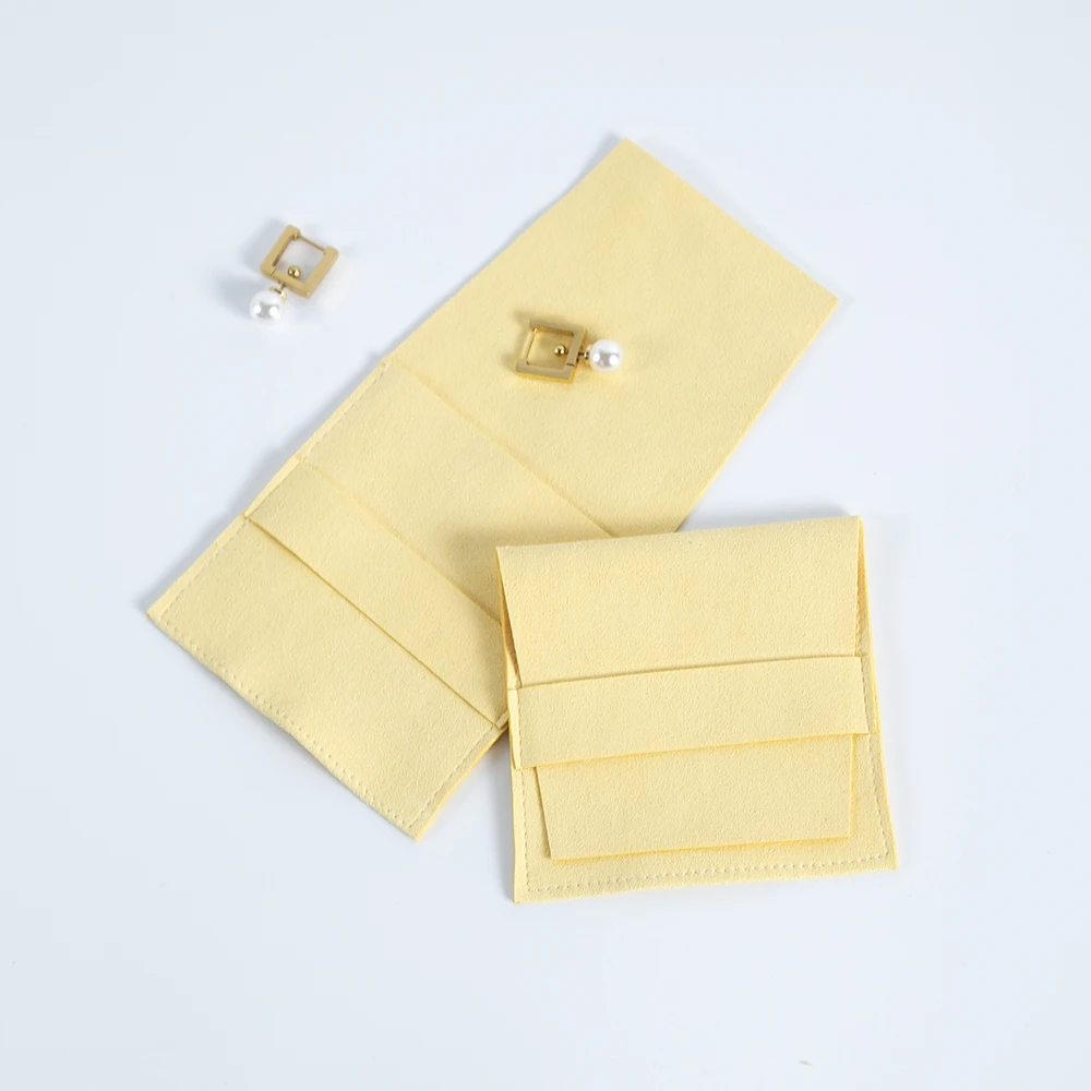 5Pcs Gentle Microfiber Envelope Jewelry Pouches with Band Delicate Storage Bags for Earrings Rings Pendants and Short Necklaces