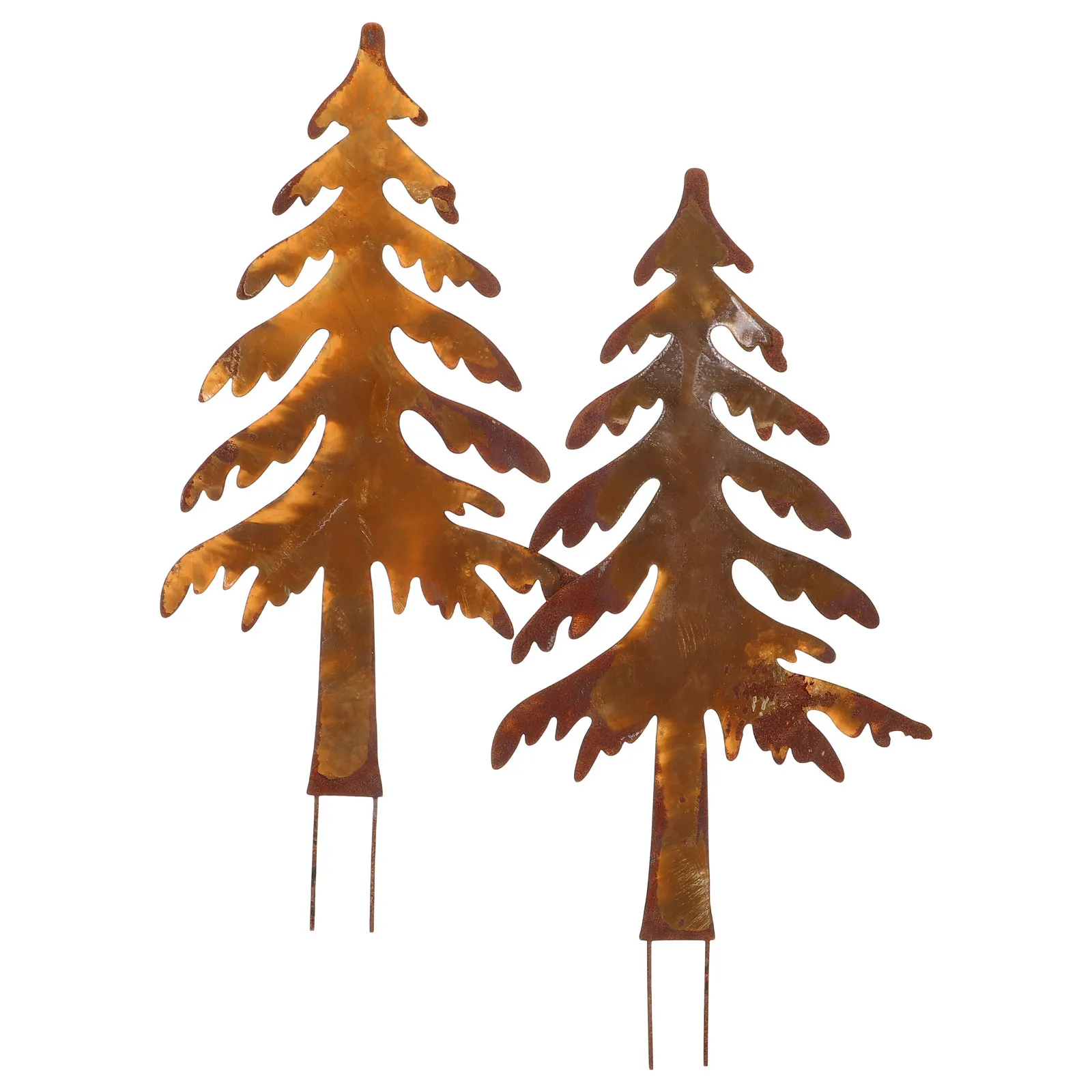 2Pcs Handmade Rusty Metal Garden Stakes Weatherproof Christmas Halloween Decor Iron Outdoor Yard Art Garden Decoration Plug