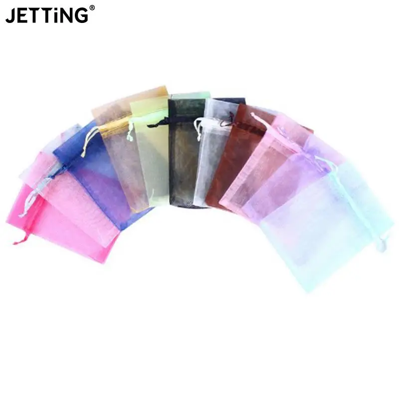 100Pcs/lot Jewelry Tulle Drawstring Bag Jewelry Packaging Display & Jewelry Pouches Wedding Gift Organza Bag