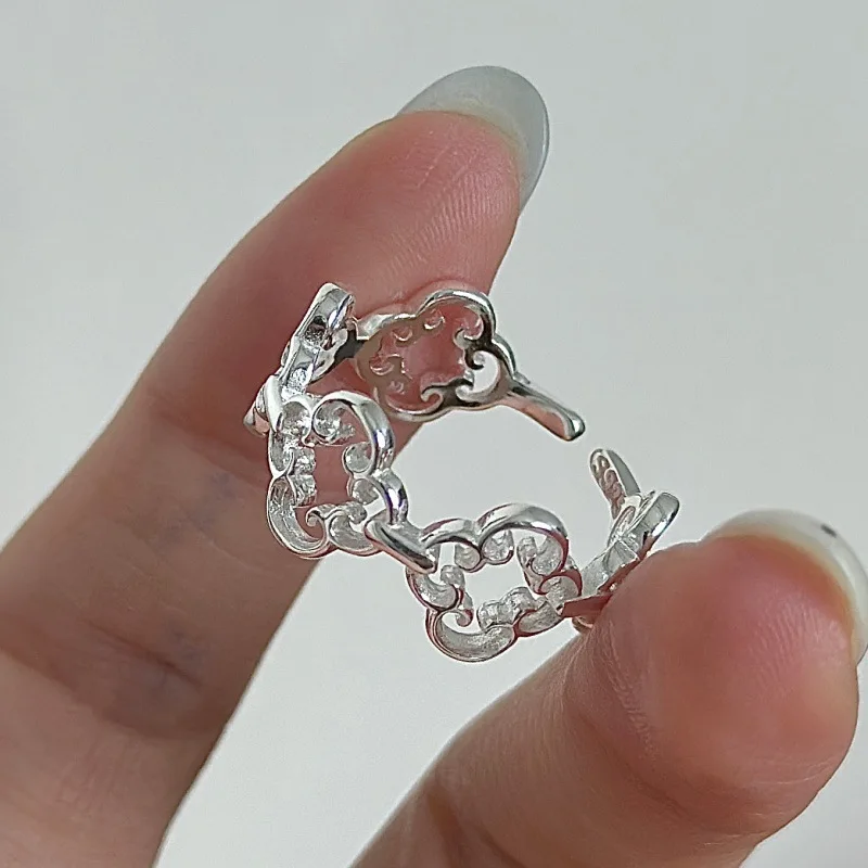 925 Silver Vine Scroll Ring Vintage Korean Style Minimalist Stacking Wholesale Jewelry Gift for Women