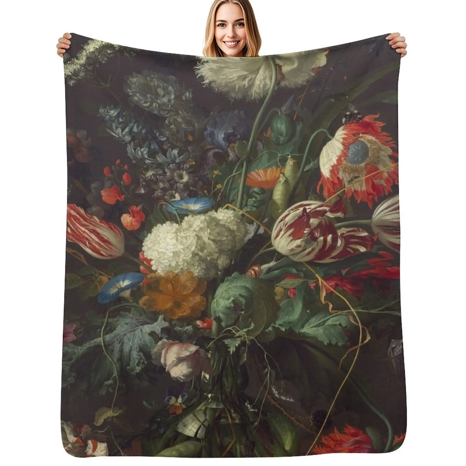 Jan Davidsz de Heem - Vase of Flowers (1645) Throw Blanket funny gift Flannels for sofa wednesday Plaid Flannel Blankets