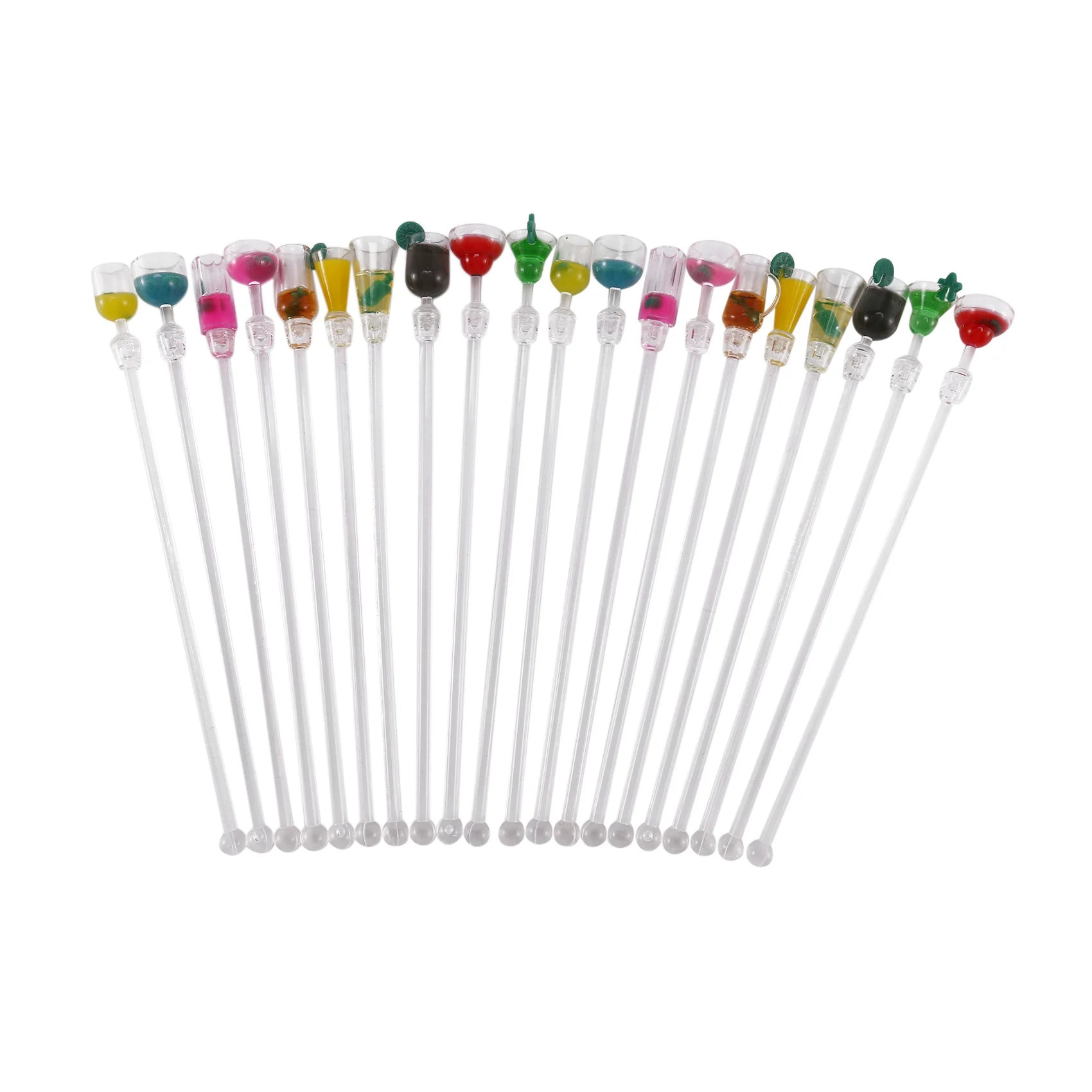 20Pcs Tropical Drink Stirrers Cocktail Drink Stirrers 9 inch Mixer Bar with Wine Glass Patterns Reusable Gin Stirrers