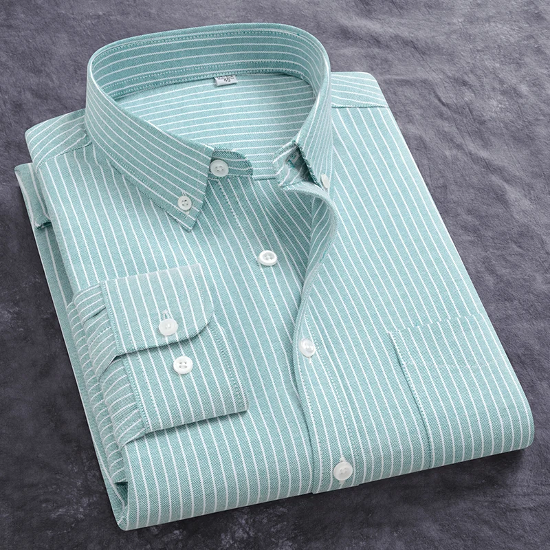 ฤดูใบไม้ผลิใหม่ผู้ชาย Oxford เสื้อแขนยาวสบายๆฤดูใบไม้ร่วงธุรกิจอย่างเป็นทางการลายลายสก๊อต SLIM FIT 100% Cotton Man เสื้อผ้า