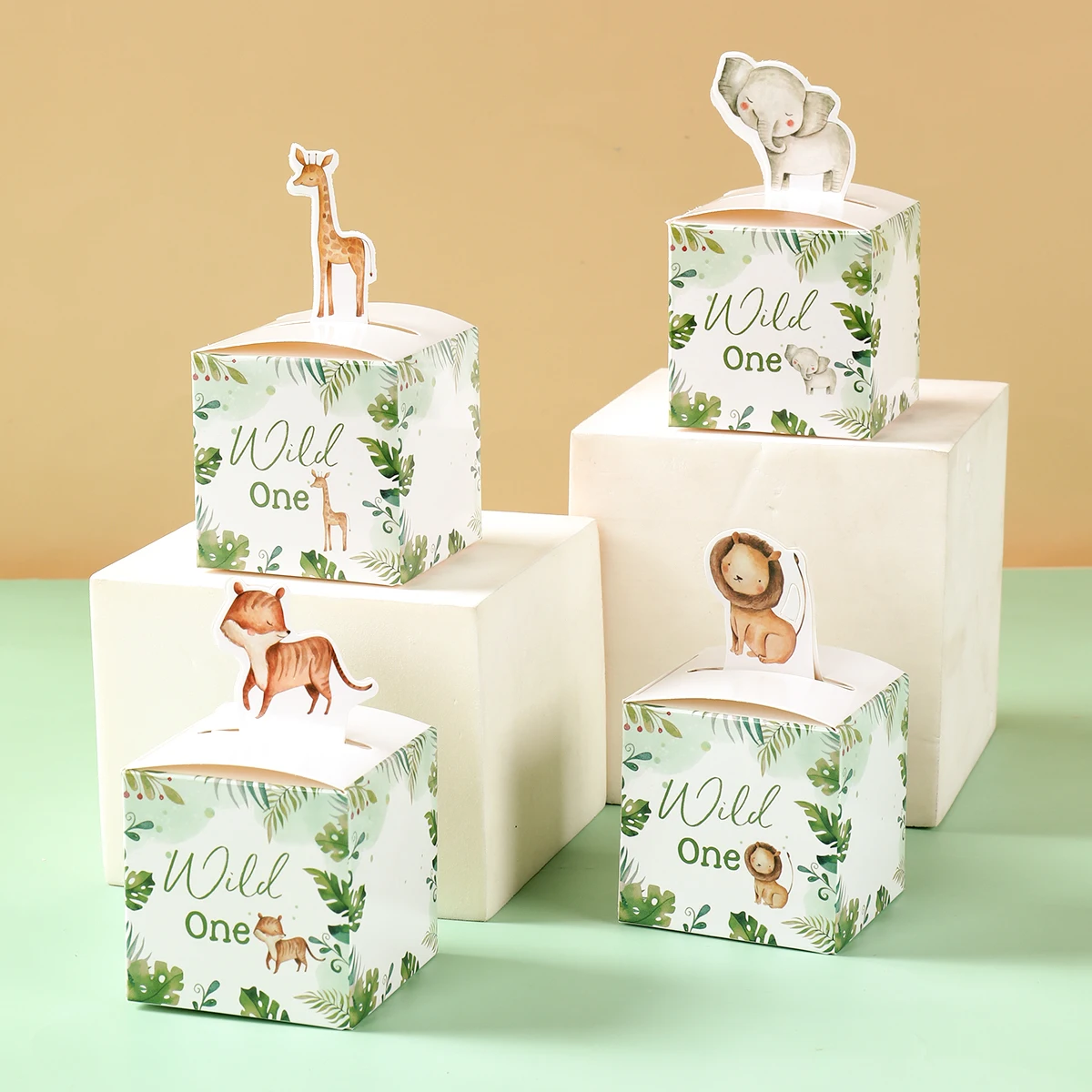 

Jungle Animal Candy Boxes Safari Birthday Party Decoration Kids Gift Packaging Box Wild One Baby Shower Supplies Box Bag