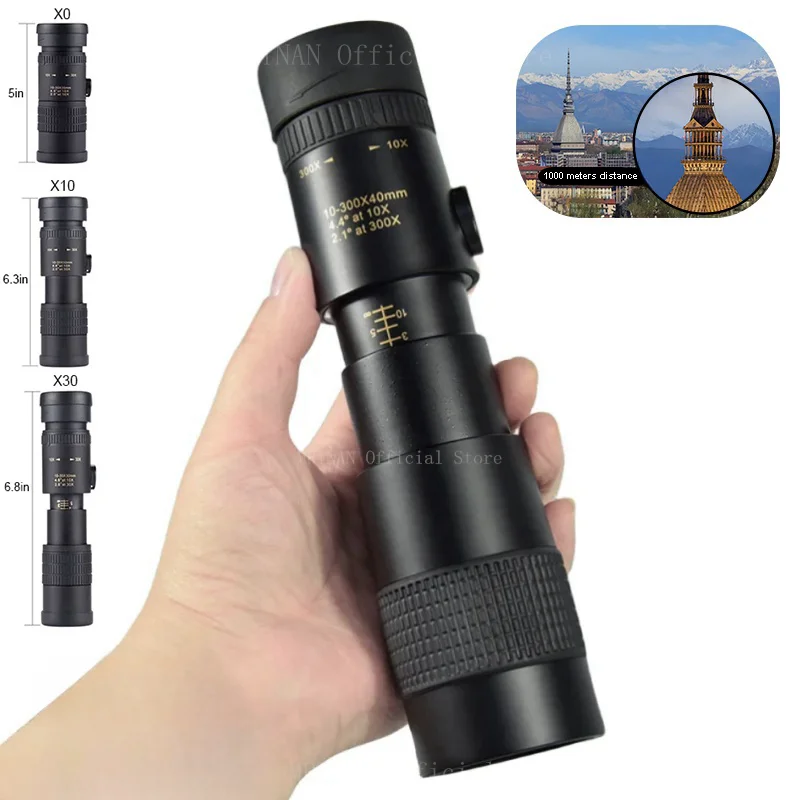 10-300X Zoom Powerful Binoculars Long Range Professional Monocular Telescope HD High Quality BAK4-Prisms Portable for Camping