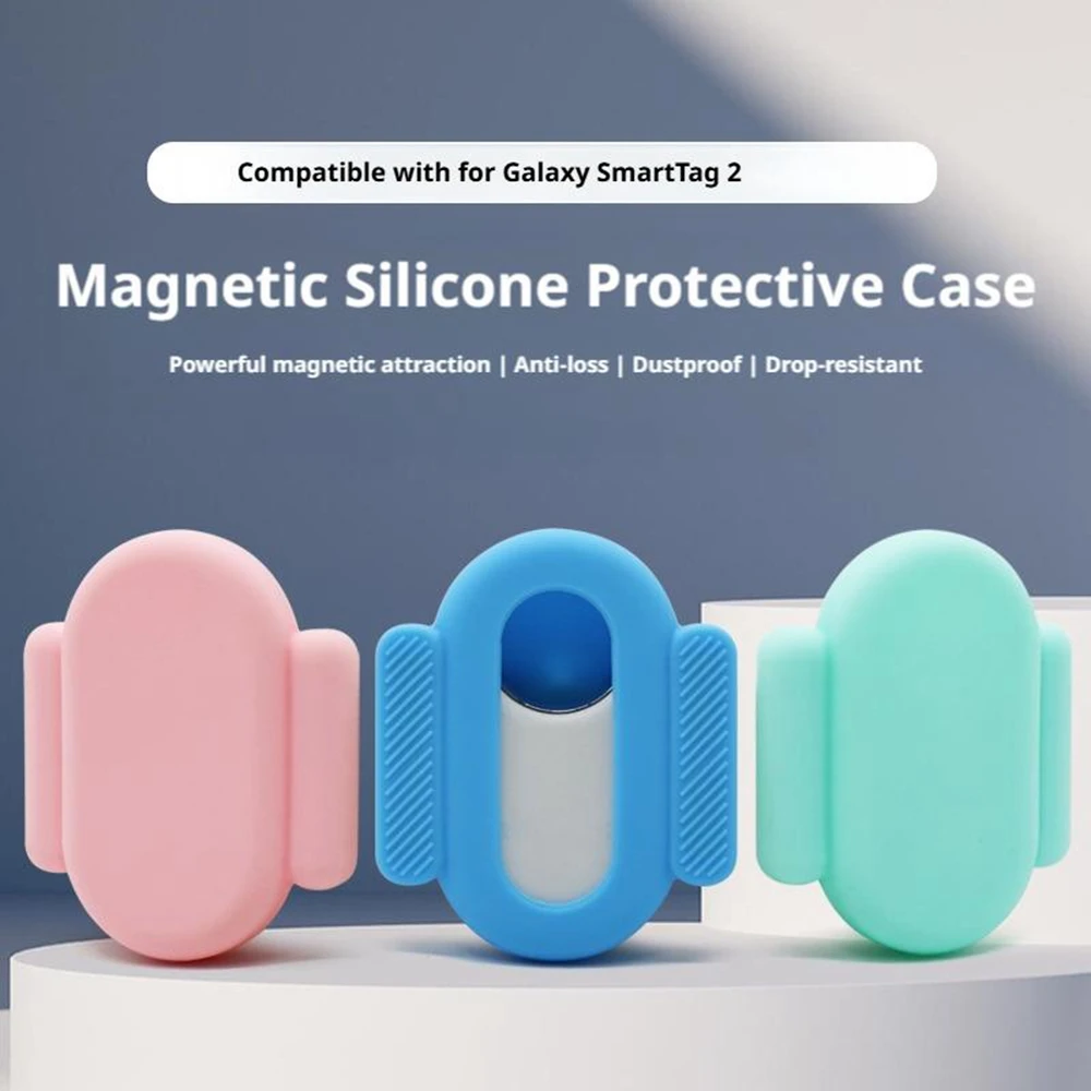 Magnetic Silicone Protective Case for Galaxy SmartTag 2 With Silicone Location Tracker Dustproof Drop-resistant Anti-loss