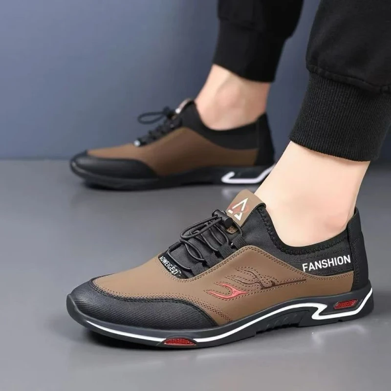 

Fashion Lace-up Men's Leather Shoes Lightweight Soft Sole Casual Shoes Wild Comfortable Non-slip Sneakers Designer Shoes 2025
