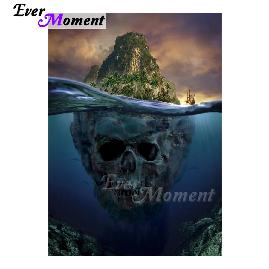 Ever Moment Diamond Painting 5D DIY Mountain Skull Under Sea Decor Picture Of Rhinestone Diamond Embroidery Mosaic ASF1618