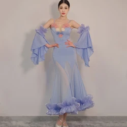 Women'S Ballroom Dance Competition Clothing Gymnastic Top Big Swing Skirt Suit Waltz Modern Dance Performance Dress  DN14500