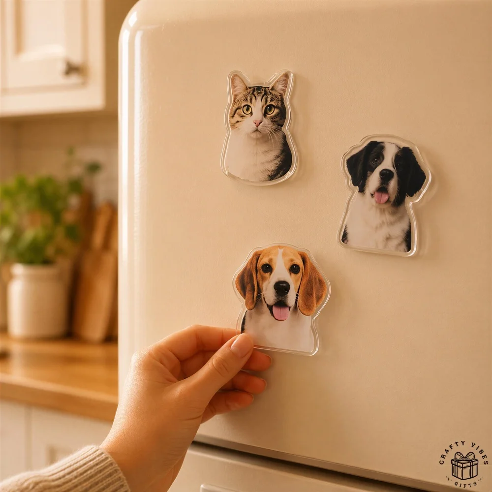Custom Irregular Acrylic Fridge Magnet with Your Photo,Personalize Pet Portrait Refrigerator Magnet,Keepsake Gift for Pet Lovers