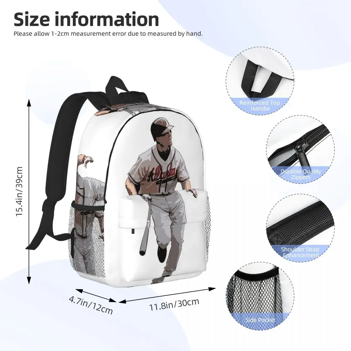 Chipper Jones Backpacks Teenager Bookbag Casual Students School Bags Travel Rucksack Shoulder Bag Large Capacity