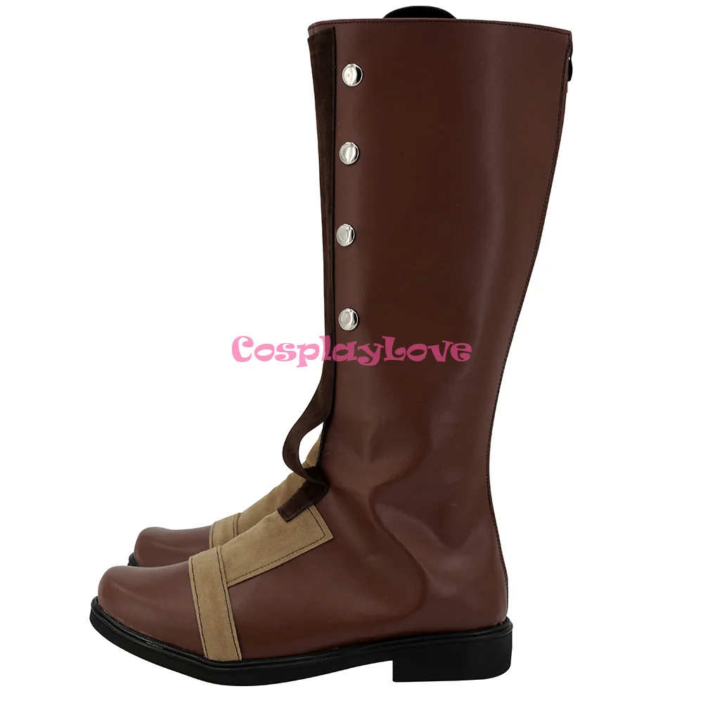 CosplayLove LOL Jogo Silco ‌   Arcano Brown Coslay Sapatos Botas Longas de Couro Feito Sob Encomenda para Halloween Natal
