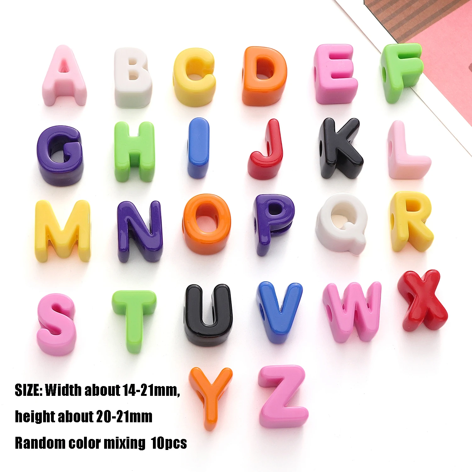 10 قطعة عشوائي مختلط اللون الاكريليك ثقب كبير رسالة الخرز عدد الملحقات اليدوية DIY بها بنفسك صنع المجوهرات أساور أقراط المعلقات #4