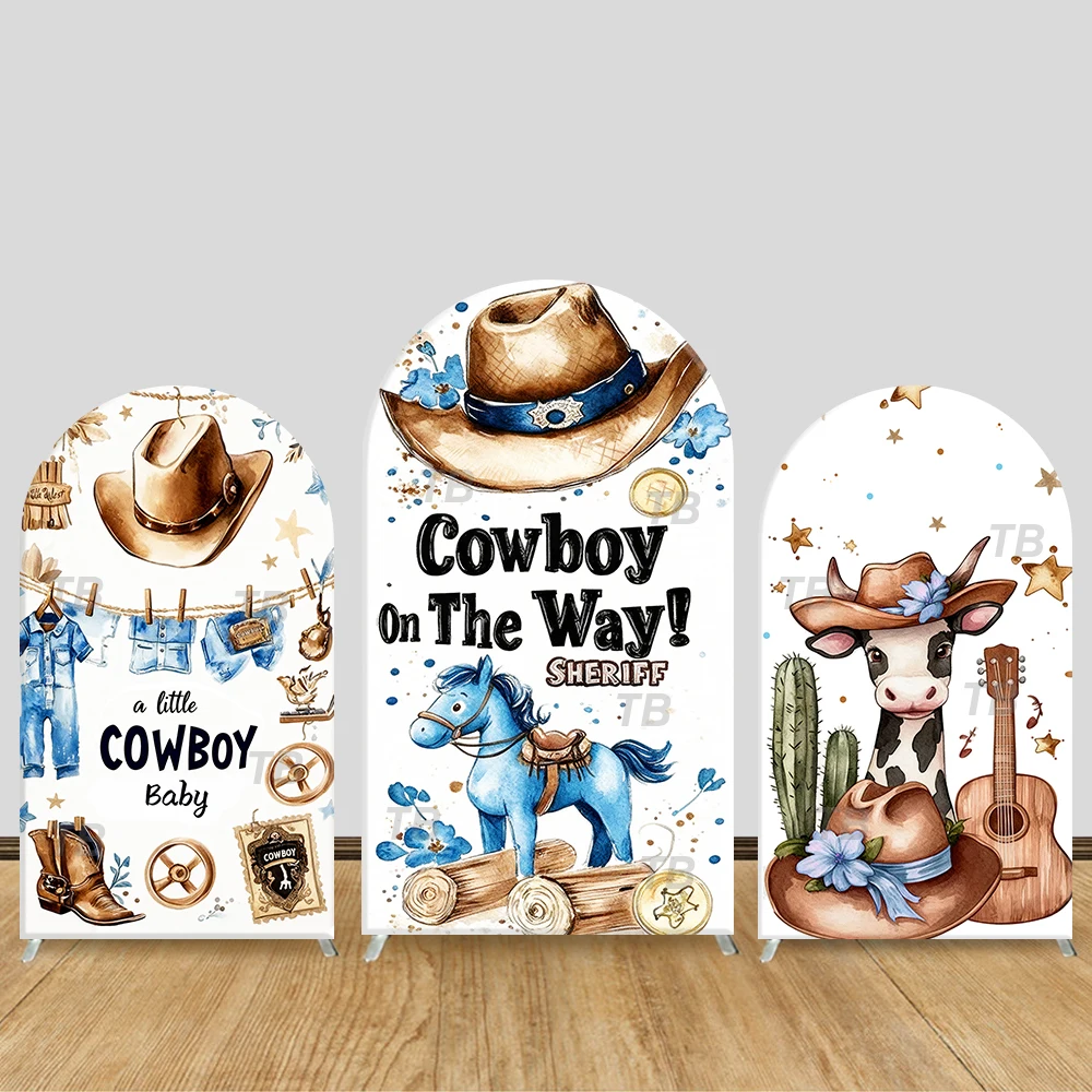 

Cowboy Baby Shower Arch Backdrop Cover Western Theme Party Decor Photo Booth Background Newborn Gender Reveal Supplies