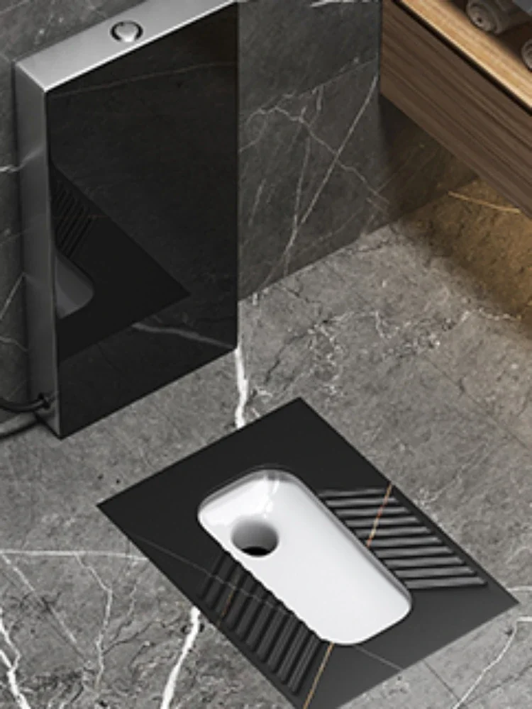Anti-slip striped rock slab squatting toilet squatting toilet squatting pit floor flush tank complete set