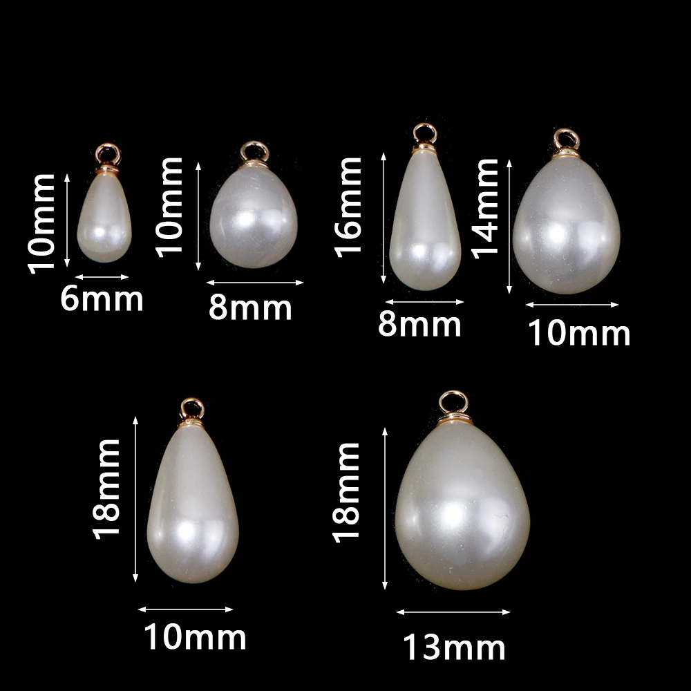 10 Stück/Lot beige tropfenförmige ABS-Imitationsperlen-Anhänger für Mädchen, DIY-Halskette, Ohrringe, Anhänger, Schmuckherstellung, Zubehör – Detail 1