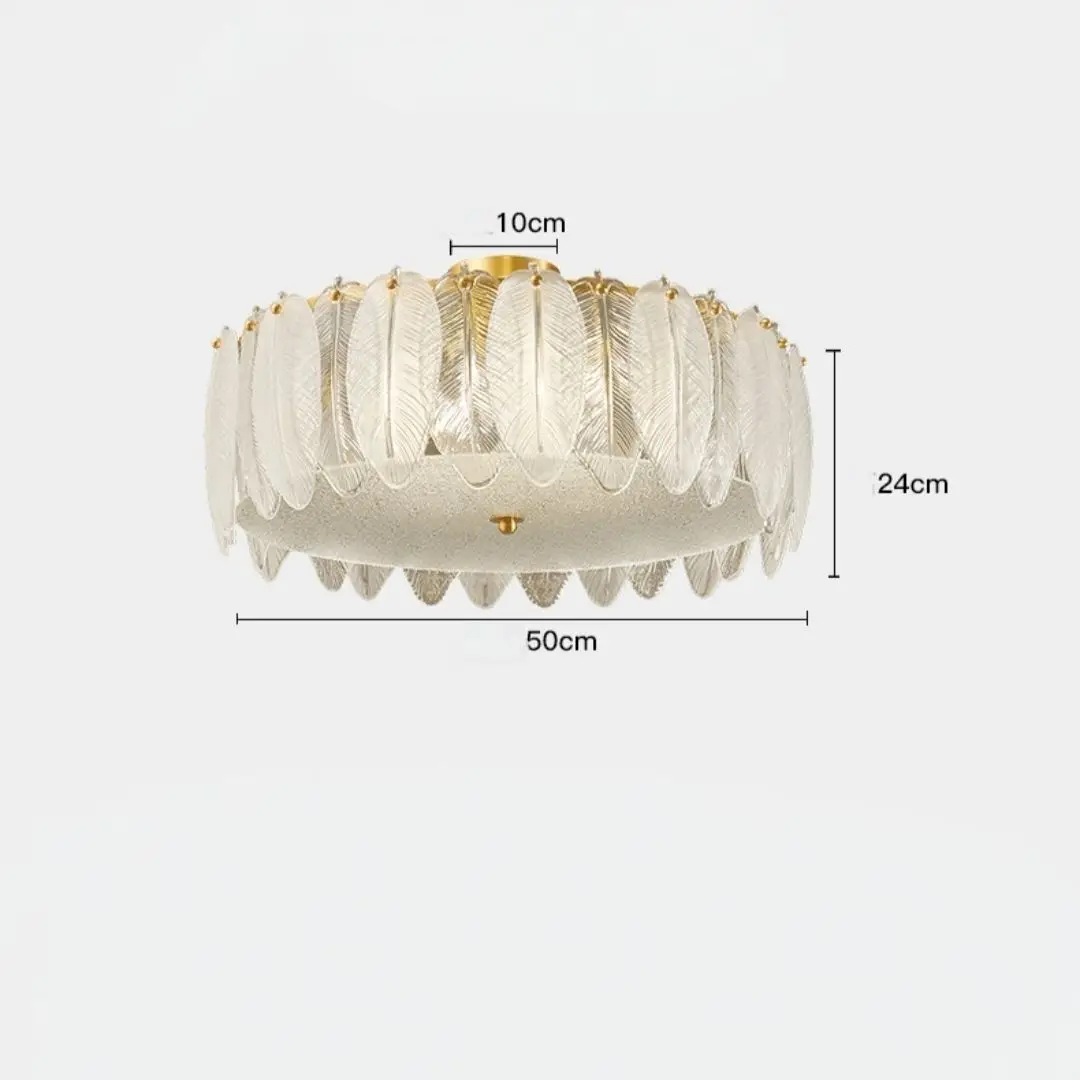 Creative feather shaped ceiling lamp, all copper bedroom pendant light, main light for entrance closet and dressing room