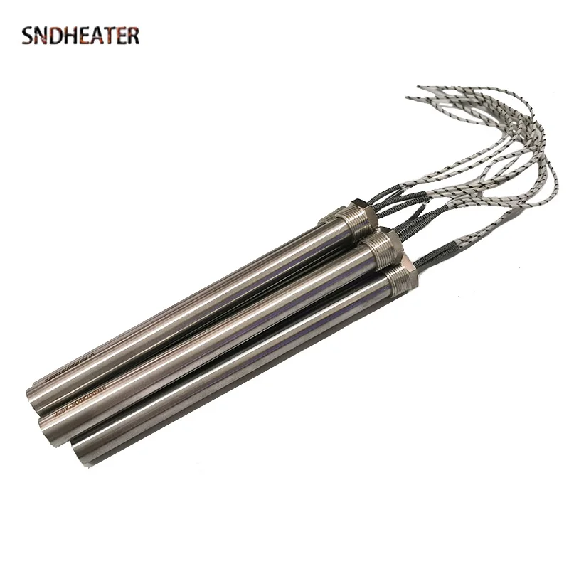 SNDHEATER Single Head Electric Heating Rod  20/25mm 110V/220V/380V DN25/G1 32mm Thread 304SS Cartridge Heater 2.5KW for Camper