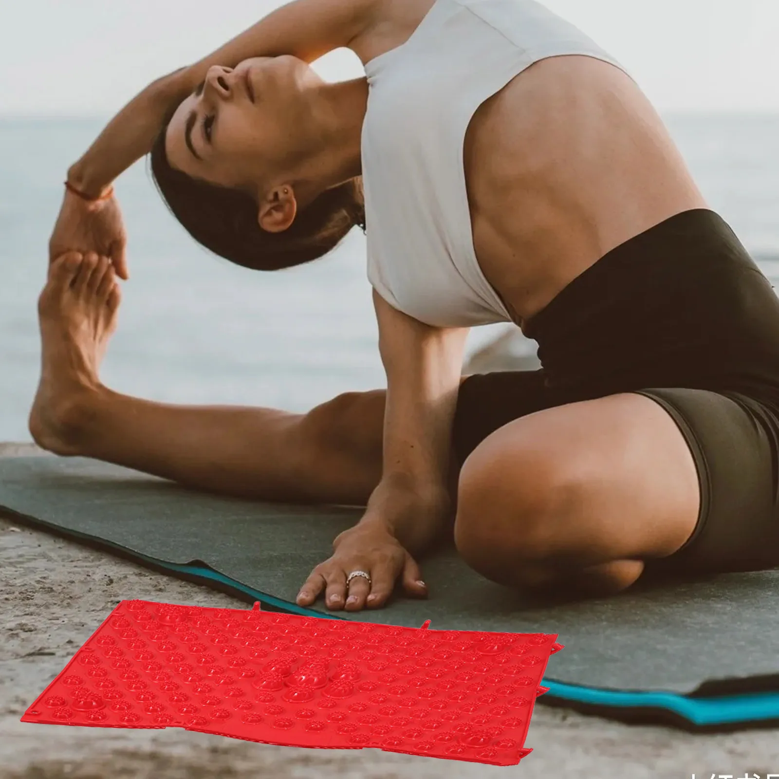 

Foot Massage Mat Reflexology Acupressure Plate Red Stimulate Blood Circulation Relieve Fatigue Stress Tpe Non Slip Foldable