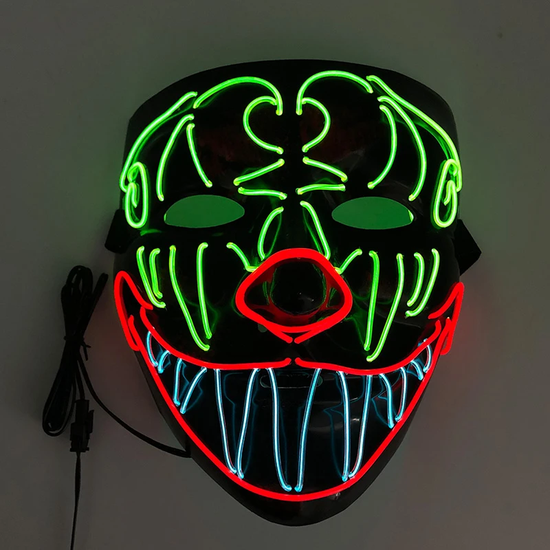 Luminous Led Multicolor Face Mask Halloween Masquerade Cosplay Bull Monster Horror Decoration Led Animal Neon Masks